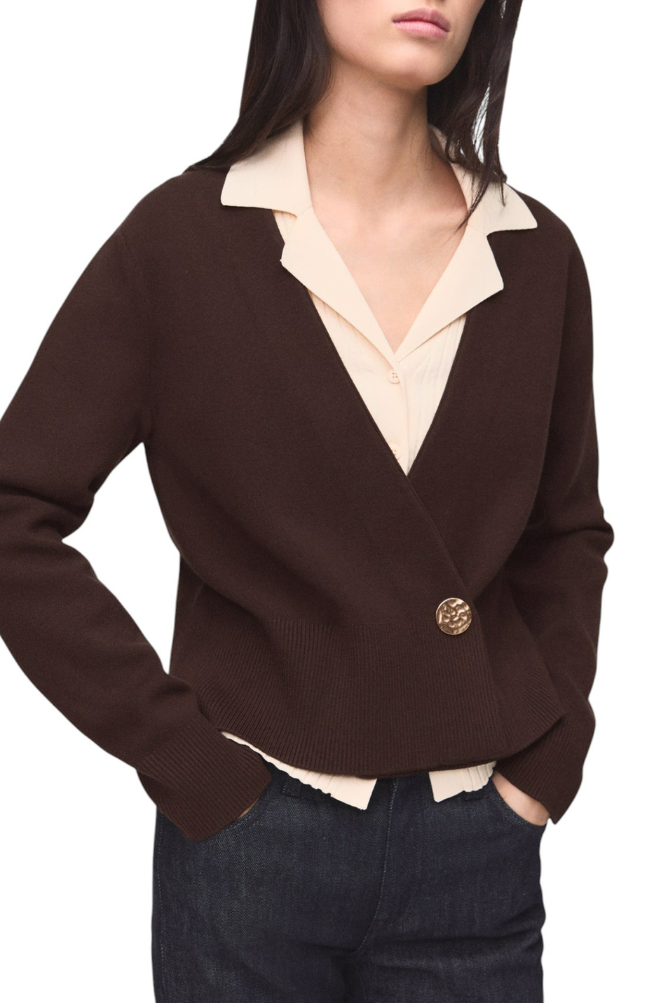 Кардиган ANITA из смесовой вискозы|Основной цвет:Коричневый Женский Mango Кардиган ANITA из смесовой вискозы (цвет ), артикул 17075982 | Фото 3