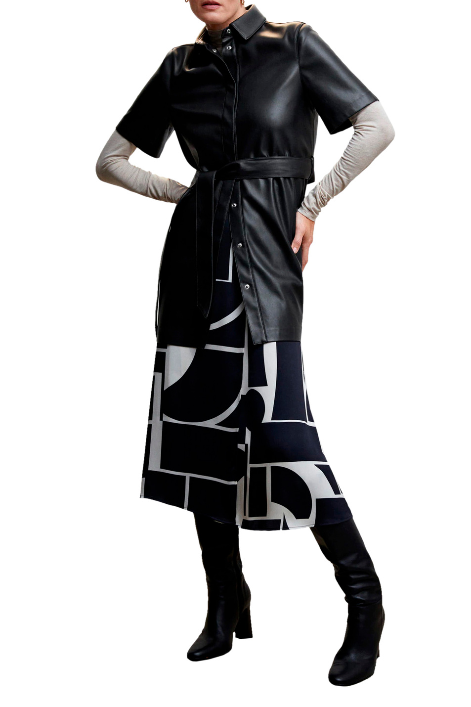 Женский Mango Платье-рубашка VERNAZZA из искусственной кожи (цвет ), артикул 47094019 | Фото 2