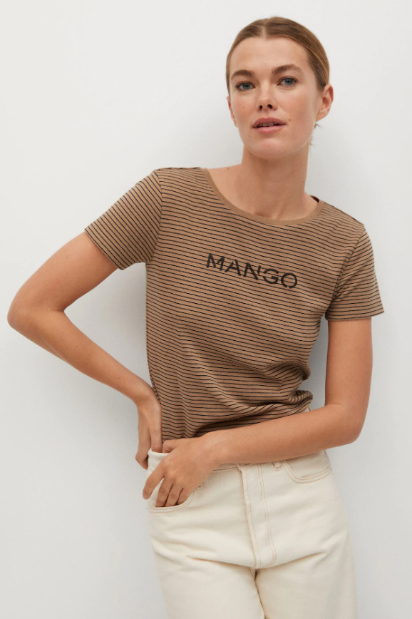 Женский Mango Футболка PSMANGO из органического хлопка с логотипом (цвет ), артикул 87000557 | Фото 3
