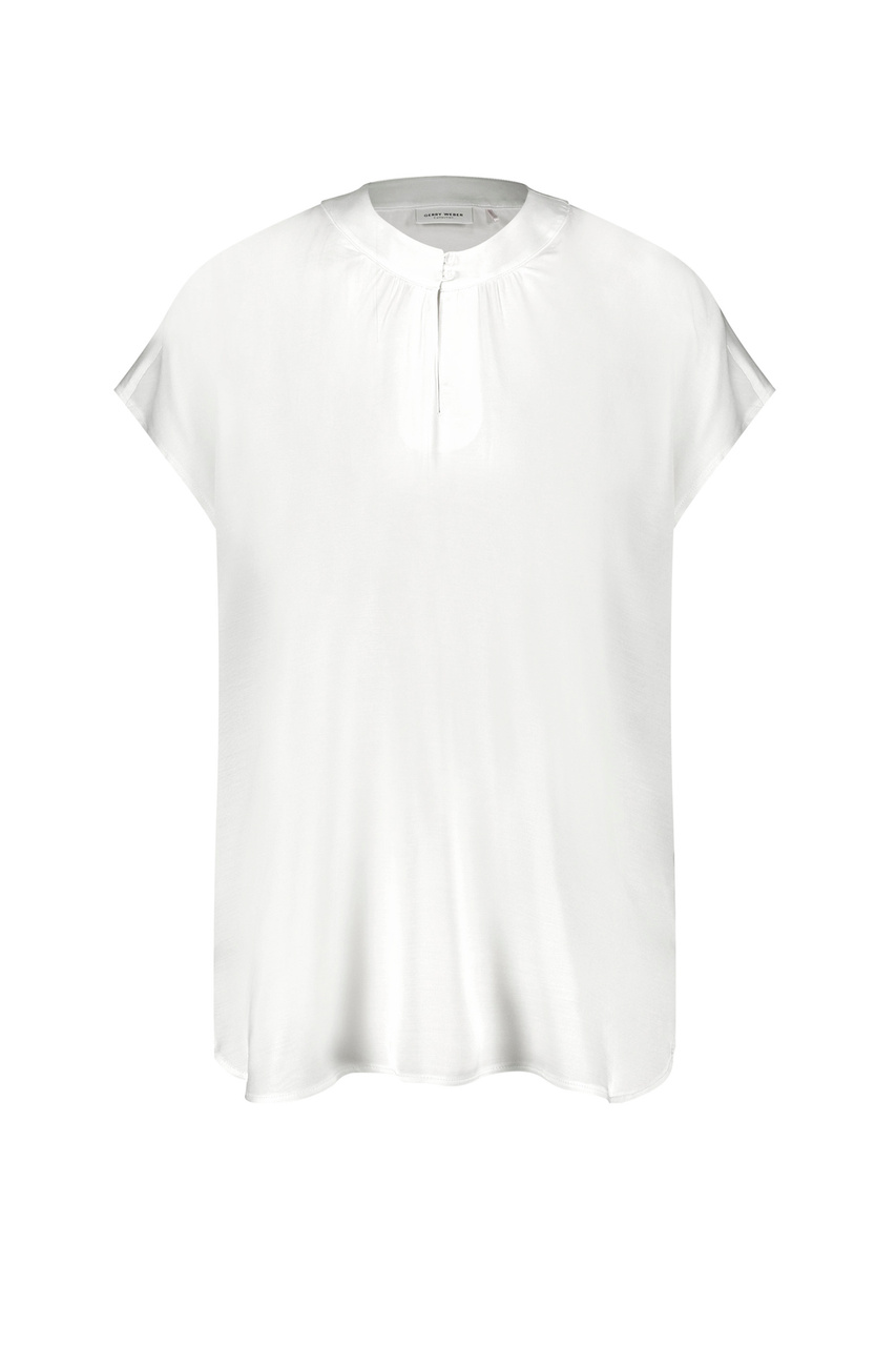 Блузка с застежкой на пуговицы и коротким рукавом|Основной цвет:Белый|Артикул:160046-31404 | Фото 1