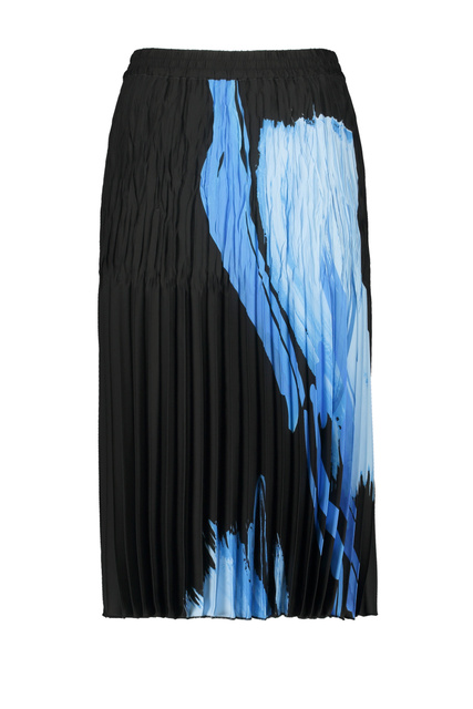 Плиссированная юбка с принтом|Основной цвет:Черный|Артикул:310302-11004 | Фото 1