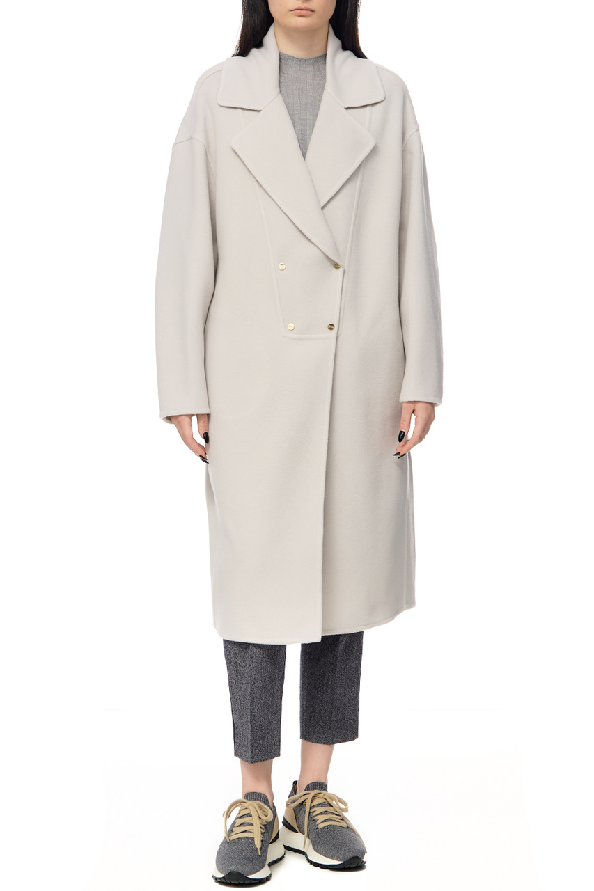 Пальто из смесовой шерсти|Основной цвет:Кремовый|Артикул:CA00014DR33381 | Фото 1