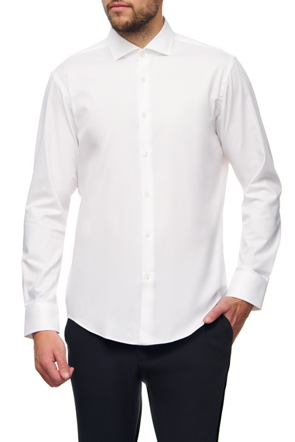 Однотонная рубашка из эластичного хлопка|Основной цвет:Белый|Артикул:50476840 | Фото 1