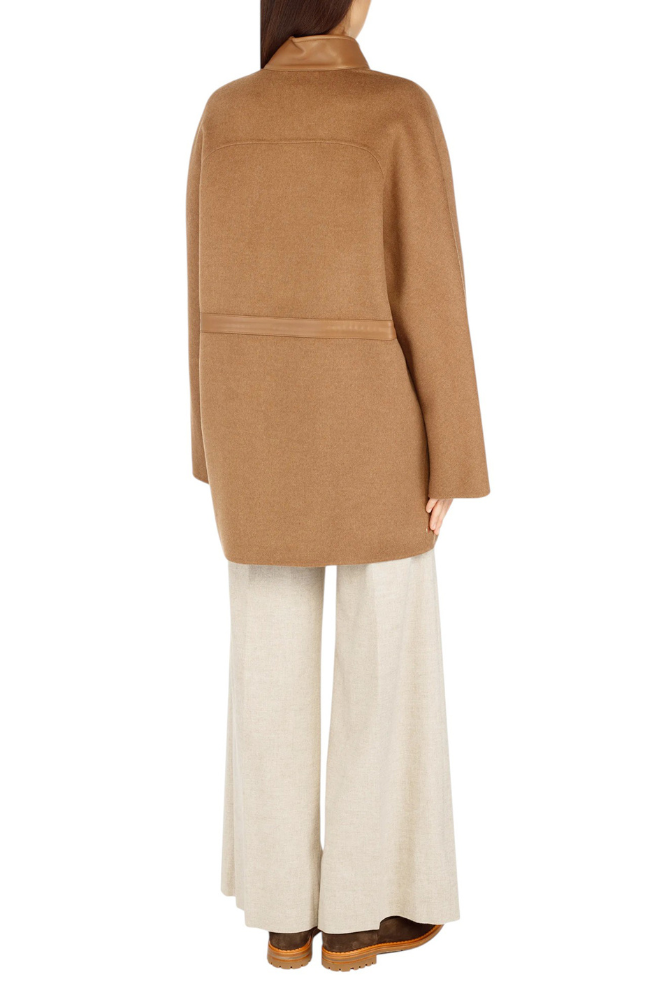 Полупальто из натуральной шерсти|Основной цвет:Коричневый Женский Kiton Полупальто из натуральной шерсти (цвет ), артикул D60587K0584G01003 | Фото 4