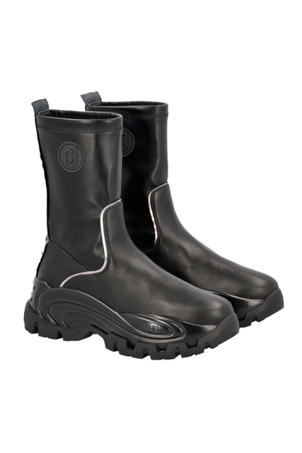 Высокие ботинки из комбинированного материала|Основной цвет:Черный|Артикул:BF1113PX182 | Фото 2