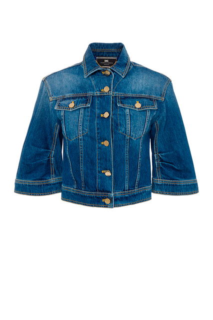 Укороченная джинсовая куртка|Основной цвет:Синий|Артикул:BJ09D21E2 | Фото 1