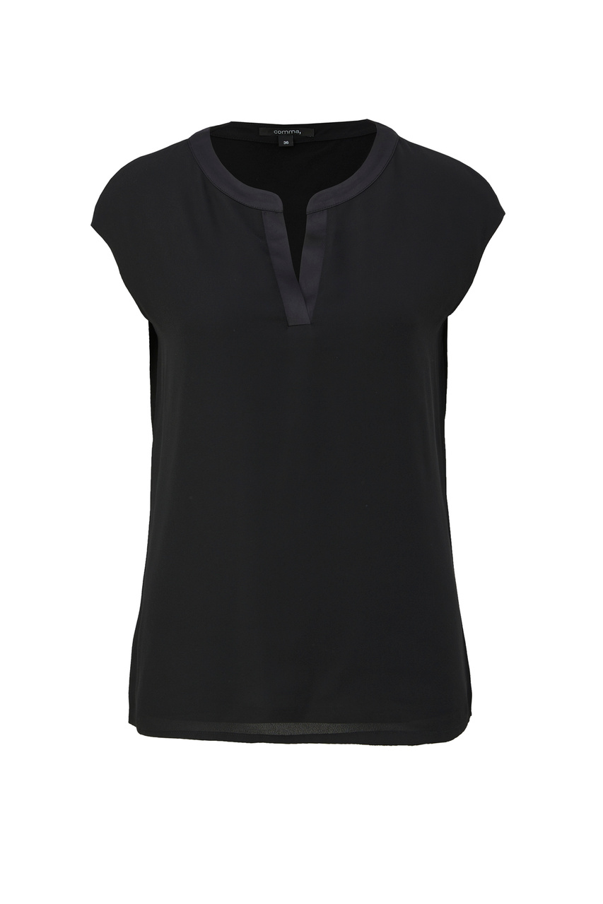 Блузка из эластичной вискозы|Основной цвет:Черный|Артикул:1279243 | Фото 1