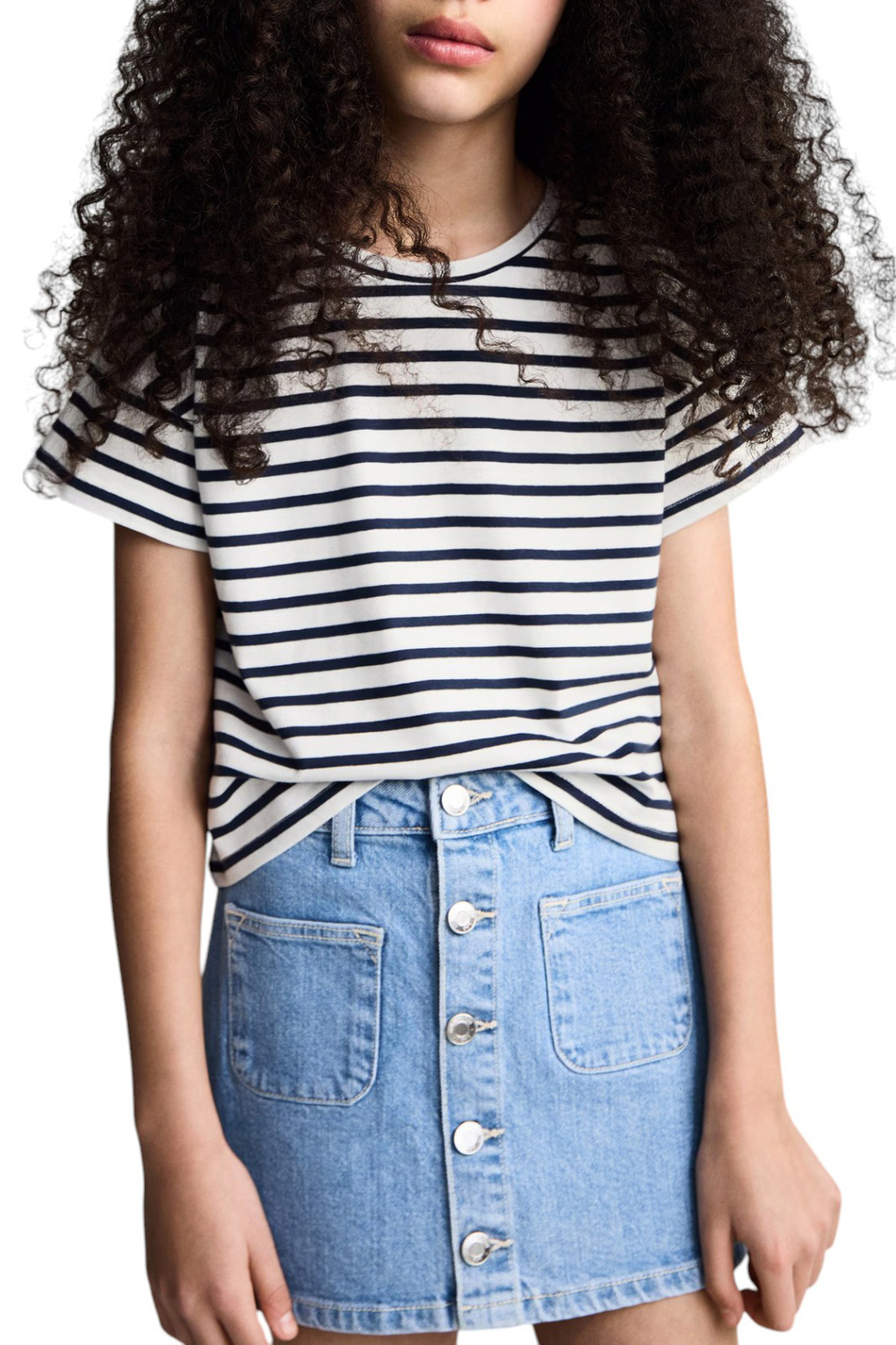 Девочкам Mango Kids Футболка CUTOUTR в полоску (цвет ), артикул 87006355 | Фото 4