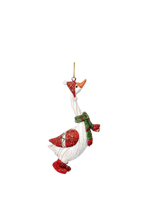 Gisela Graham Елочная игрушка "Гусь бело-красный в шарфе" 10 см ( цвет), артикул 17334_2 | Фото 1