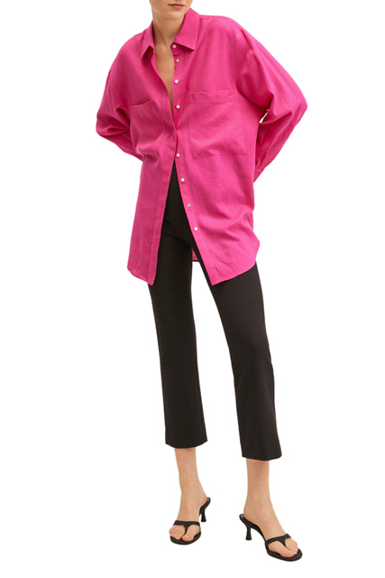 Льняная рубашка WORK оверсайз|Основной цвет:Розовый|Артикул:27037106 | Фото 2