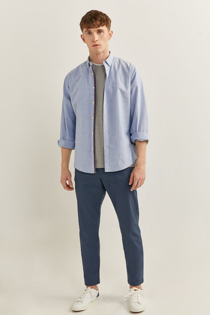 Узкие брюки чинос с микропринтом|Основной цвет:Синий|Артикул:1559176 | Фото 2