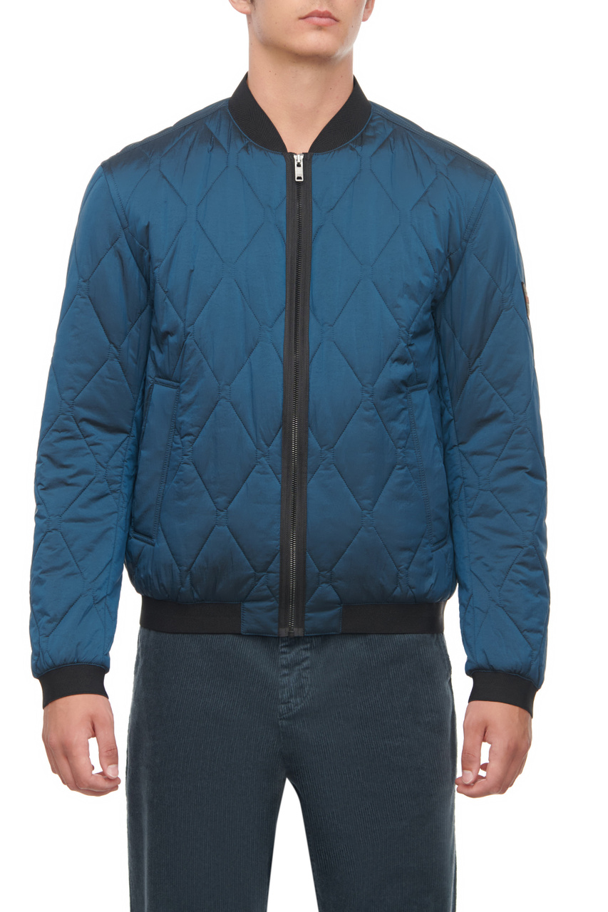 Куртка-бомбер стеганая|Основной цвет:Синий|Артикул:50498608 | Фото 1