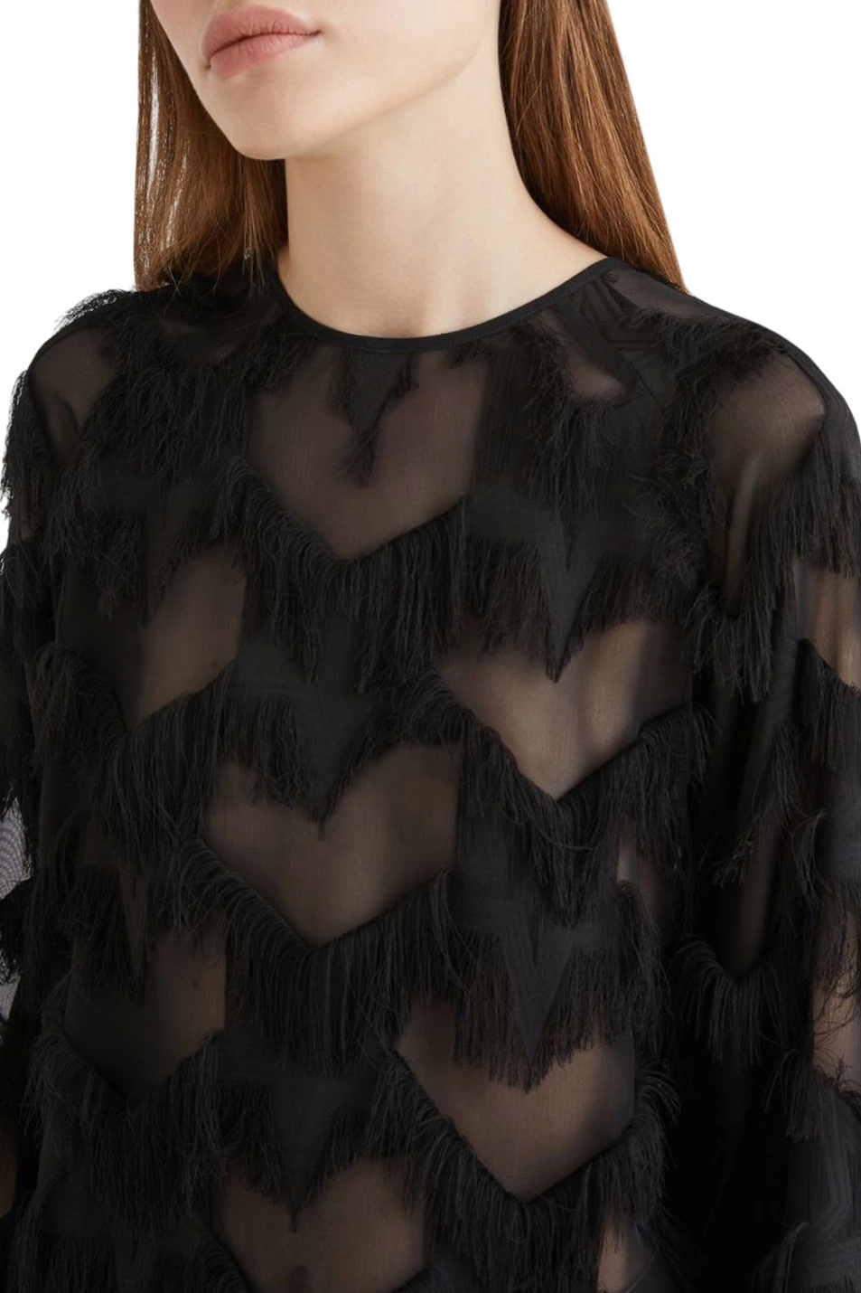 Блузка NOMME с бахромой|Основной цвет:Черный Женский MARELLA Блузка NOMME с бахромой (цвет ), артикул 2523116112 | Фото 5
