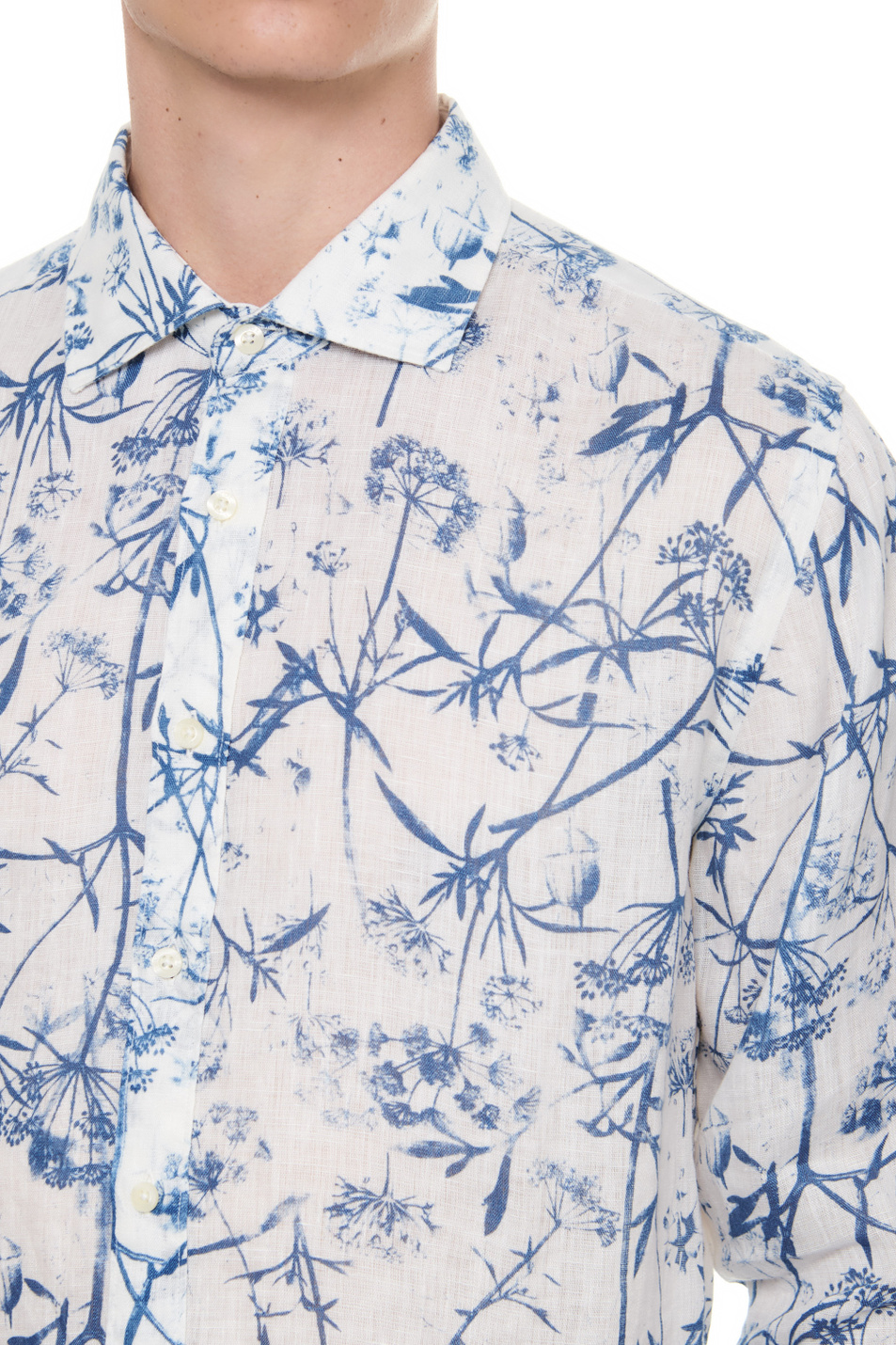 Мужской 120% Lino Рубашка из чистого льна с принтом (цвет ), артикул 31ALIM1311000G241 | Фото 4