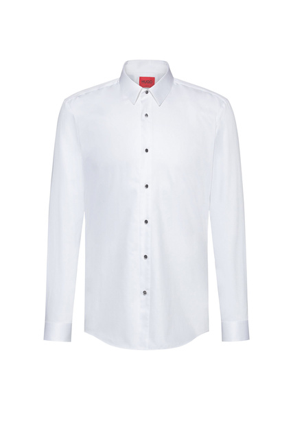Приталенная рубашка из хлопкового атласа|Основной цвет:Белый|Артикул:50453441 | Фото 1