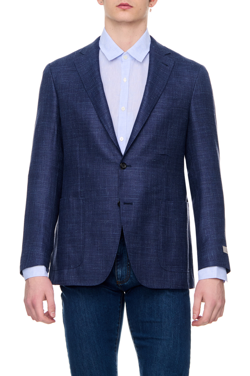 Пиджак с накладными карманами|Основной цвет:Синий|Артикул:23275CU04428 | Фото 1
