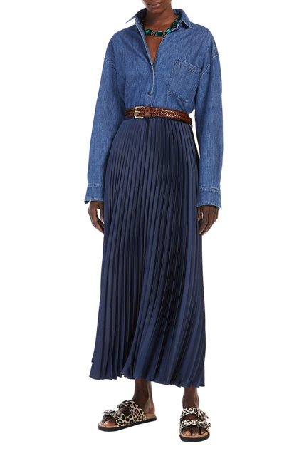 Атласная юбка GAVINO со складками|Основной цвет:Синий|Артикул:51060129 | Фото 2