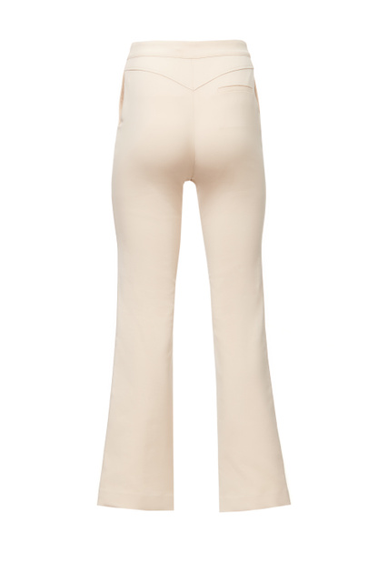Однотонные брюки с высокой посадкой|Основной цвет:Кремовый|Артикул:CHS22SPA05029 | Фото 2
