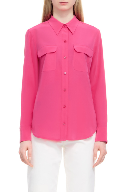 Блузка из натурального шелка|Основной цвет:Розовый|Артикул:Q23E231 | Фото 1