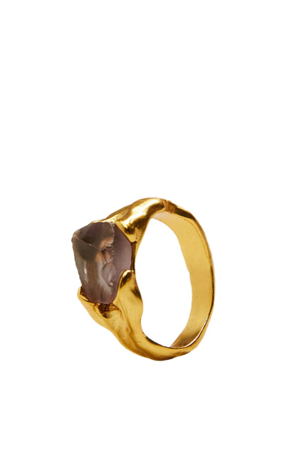 Асимметричное кольцо с кристаллом|Основной цвет:Золотой|Артикул:17042529 | Фото 2