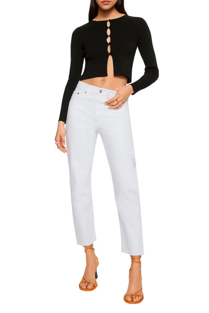 Укороченные прямые джинсы HAVANA с завышенной талией|Основной цвет:Белый|Артикул:27085779 | Фото 2