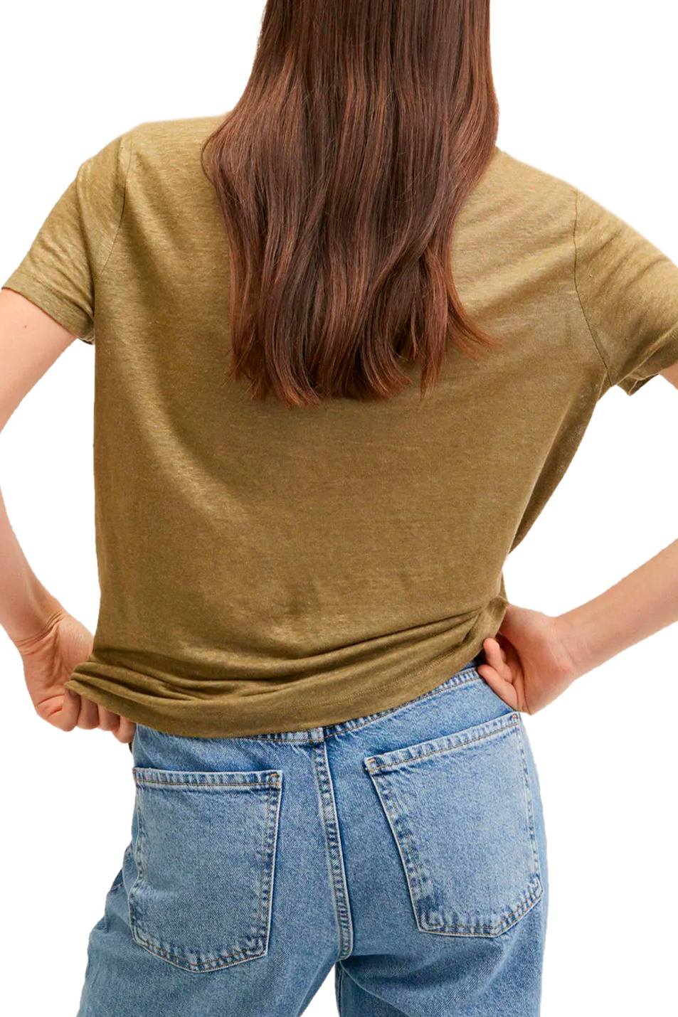 Женский Mango Льняная футболка LINITO с V-образным вырезом (цвет ), артикул 27005801 | Фото 4