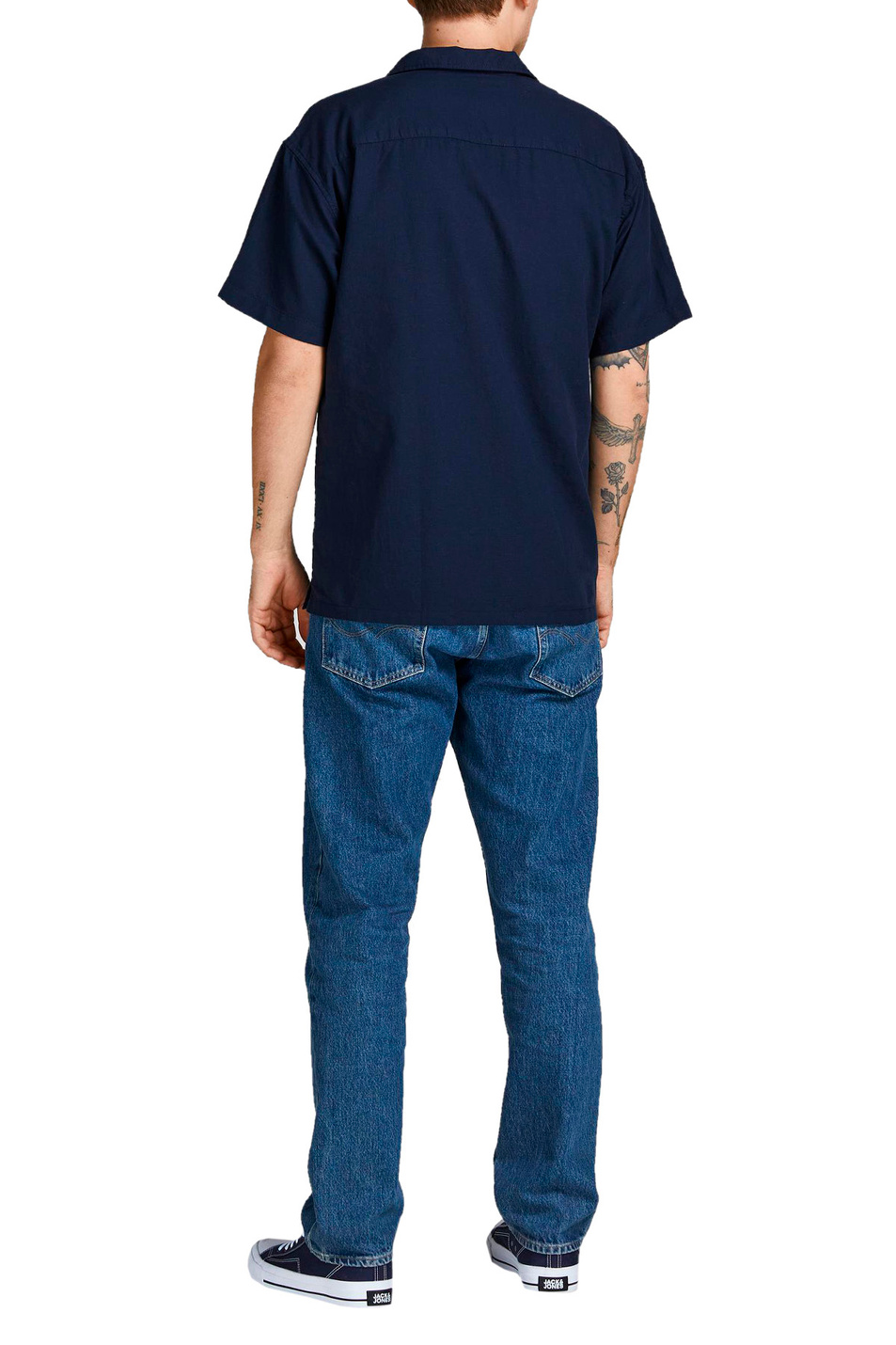 Мужской Jack & Jones Рубашка из хлопка и льна с коротким рукавом (цвет ), артикул 12196823 | Фото 4