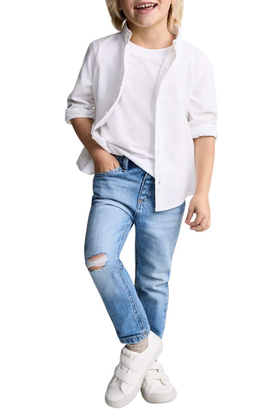 Мальчикам Mango Kids Рубашка OXFORDB из хлопка (цвет ), артикул 87090622 | Фото 3
