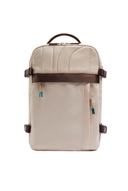 Рюкзак из нейлоновой ткани|Основной цвет:Бежевый|Артикул:206924 | Фото 1