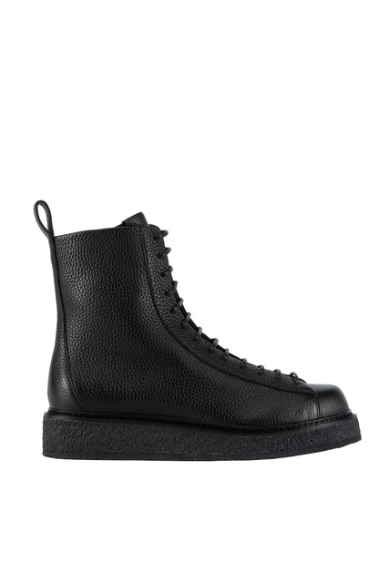Ботинки на шнуровке из натуральной кожи|Основной цвет:Черный|Артикул:X4M361-XF591 | Фото 1