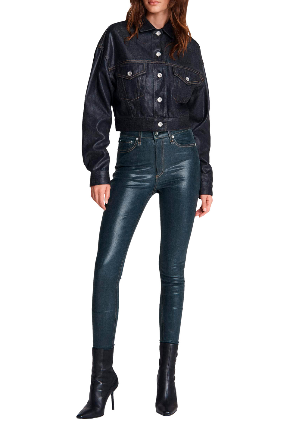 Женский Rag & Bone Укороченная джинсовая куртка (цвет ), артикул WDD22H1433BLCC | Фото 2