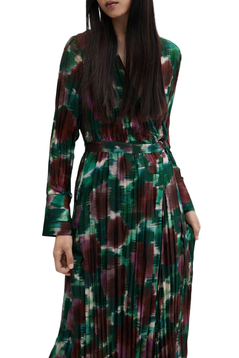 Женский Mango Платье плиссированное NOGAL с запахом (цвет ), артикул 57058278 | Фото 3
