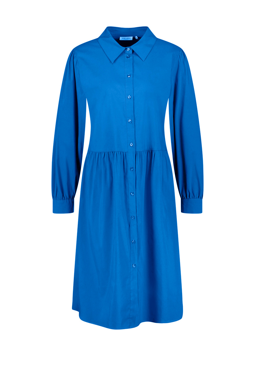 Платье-рубашка с разрезами|Основной цвет:Синий|Артикул:180055-31443 | Фото 1