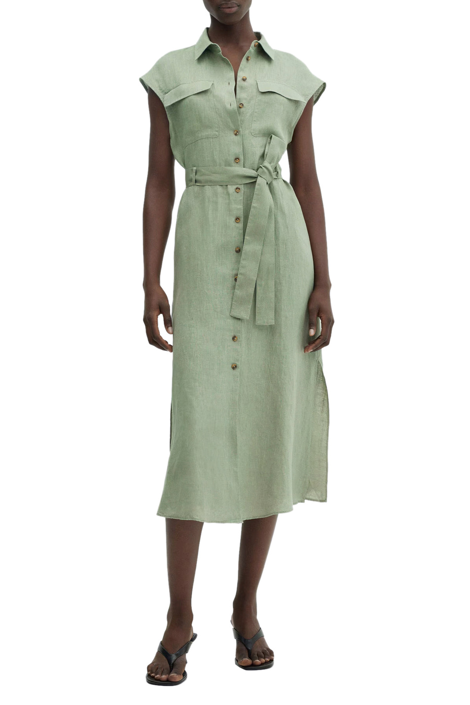 Женский Mango Платье-рубашка QUITO из чистого льна (цвет ), артикул 67017113 | Фото 2