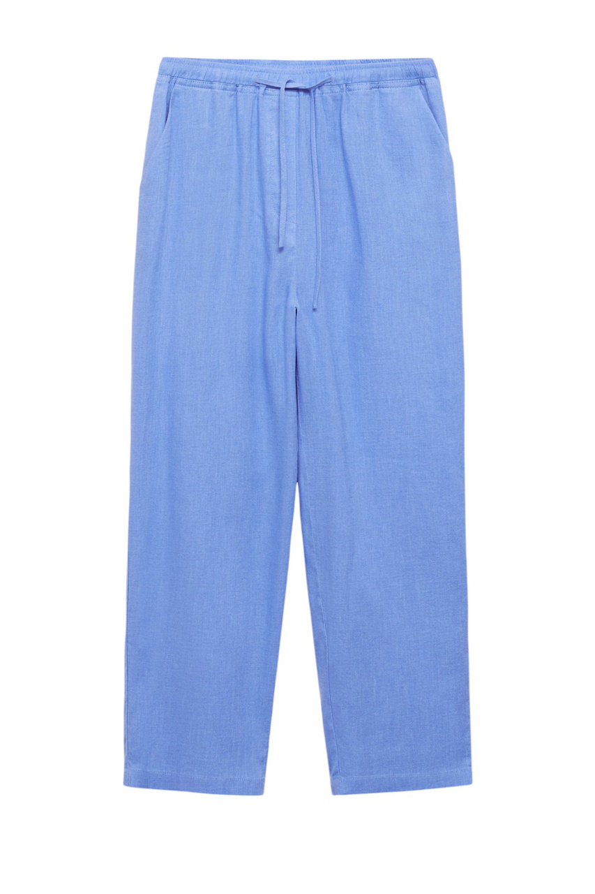 Брюки LINEN из льна и хлопка|Основной цвет:Синий|Артикул:87046342 | Фото 1