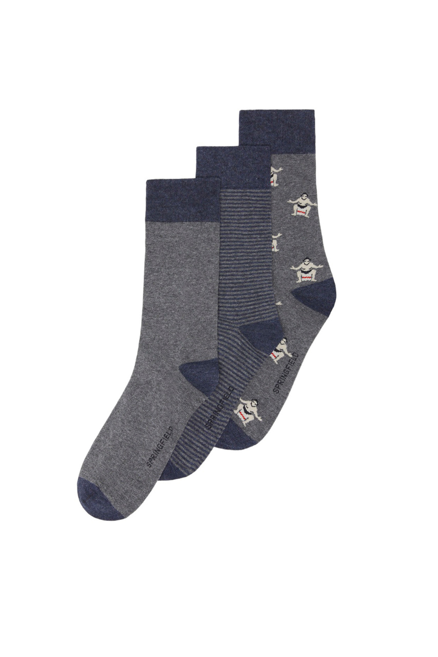 Набор носков с принтом|Основной цвет:Серый|Артикул:0656503 | Фото 1