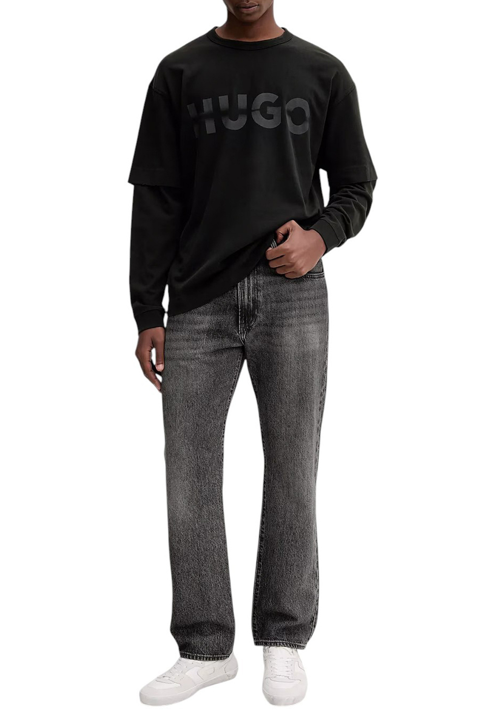 Свитшот Nenzyon из хлопка|Основной цвет:Черный Мужской HUGO Свитшот Nenzyon из хлопка (цвет ), артикул 50546541 | Фото 3