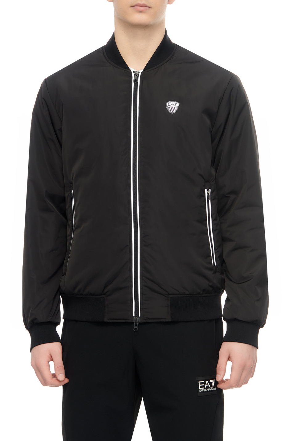 Бомбер с логотипом|Основной цвет:Черный Мужской EA7 Бомбер с логотипом (цвет ), артикул 8NPB12-PN7LZ | Фото 1