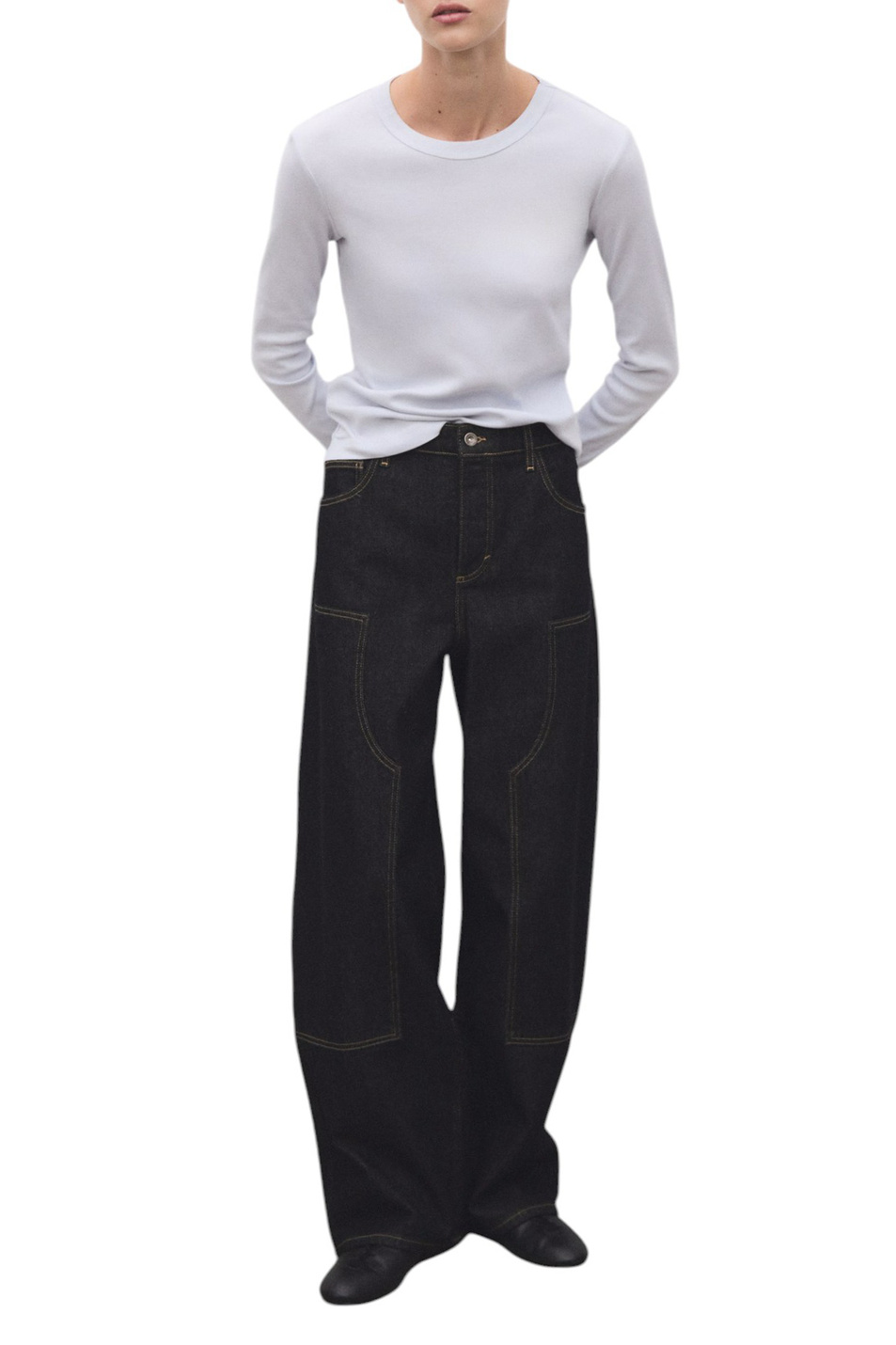 Женский Mango Лонгслив ENI из хлопка (цвет ), артикул 17055814 | Фото 2