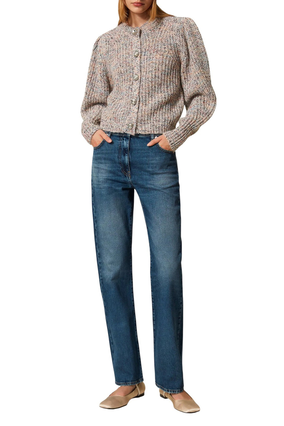 Джинсы с эффектом потертости|Основной цвет:Синий Женский TWINSET Milano Джинсы с эффектом потертости (цвет ), артикул 252AT2250 | Фото 2