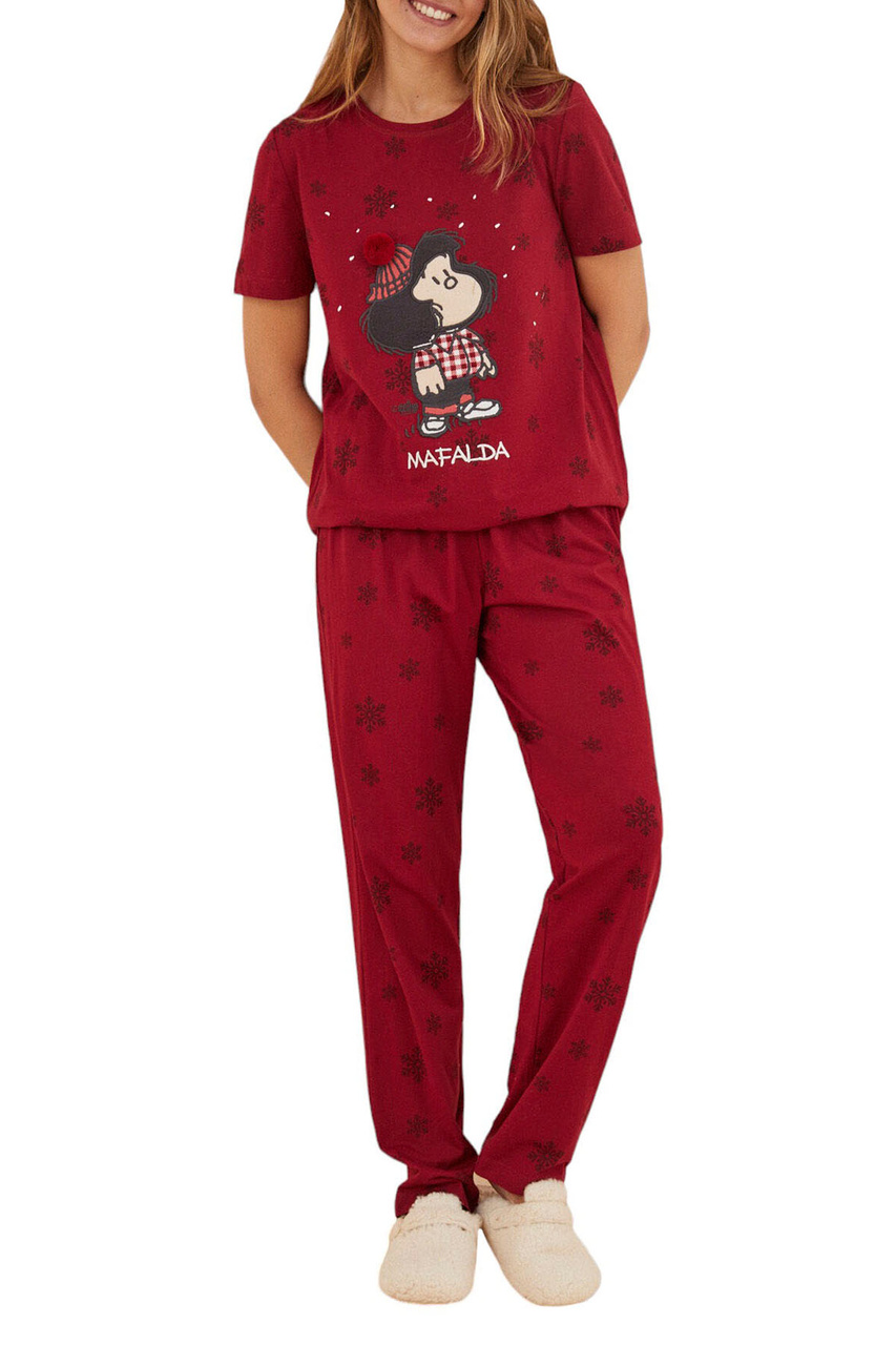 Пижама из натурального хлопка|Основной цвет:Красный|Артикул:3136109 | Фото 1