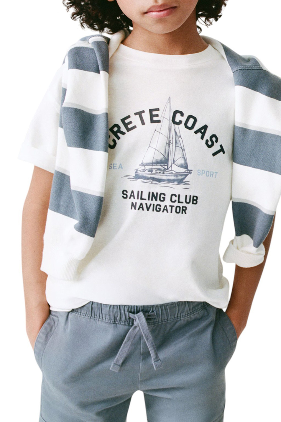 Мальчикам Mango Kids Футболка SAILING из смесового хлопка с принтом (цвет ), артикул 87014807 | Фото 3