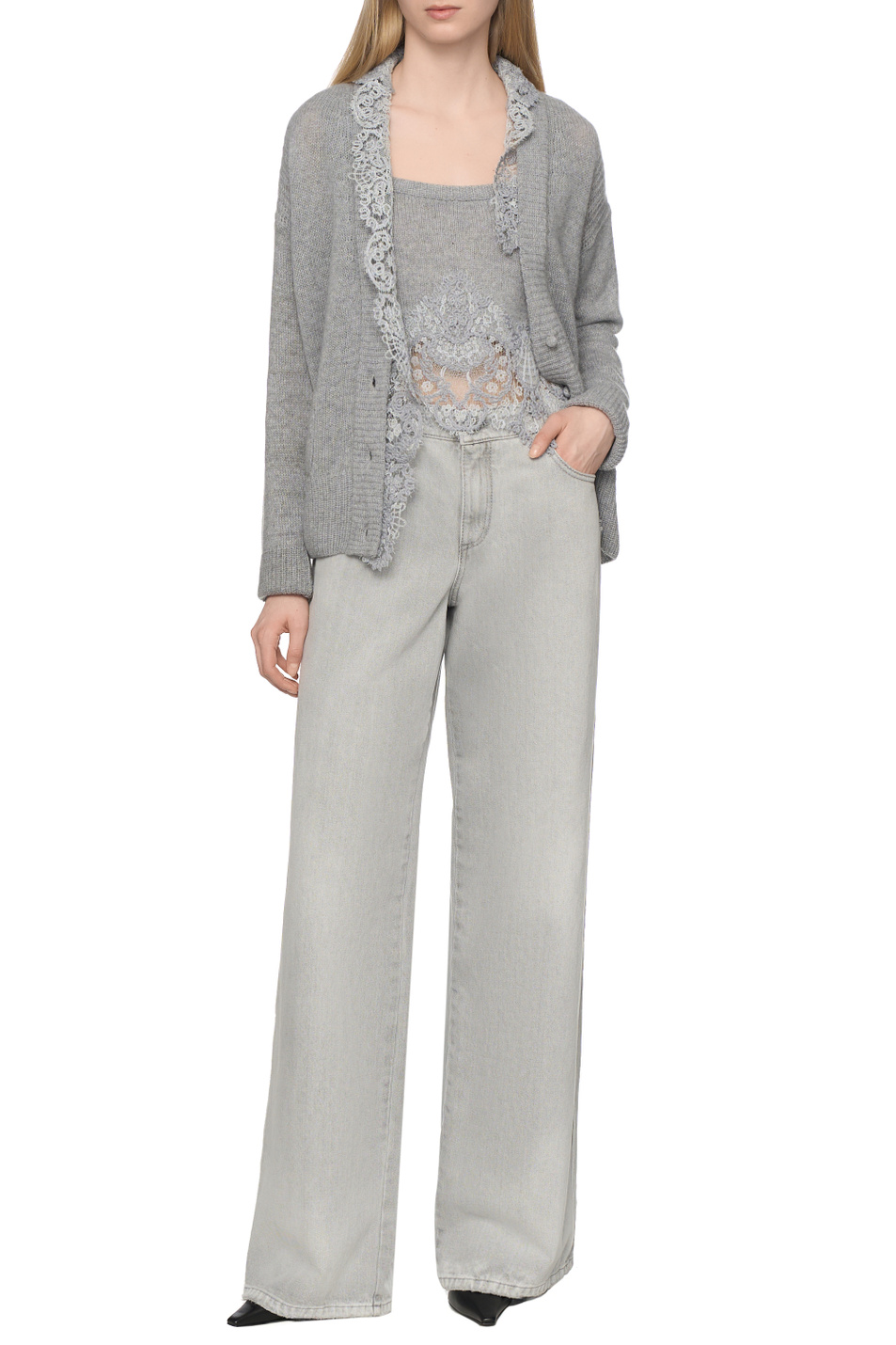Женский ERMANNO SCERVINO Джинсы с вышивкой (цвет ), артикул D477P367IGFV | Фото 3