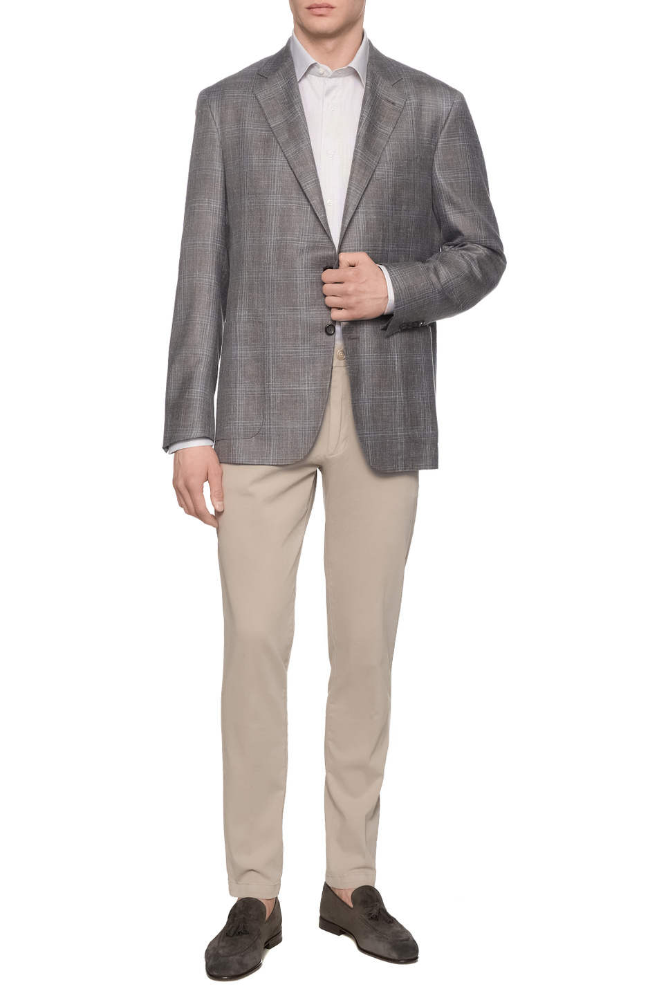 Пиджак в клетку|Основной цвет:Серый Мужской Canali Пиджак в клетку (цвет ), артикул 23275CF00435 | Фото 3