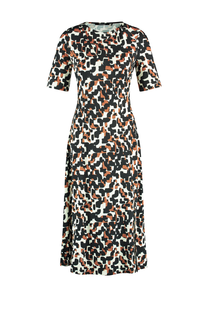 Платье из эластичной вискозы|Основной цвет:Кремовый|Артикул:981992-19659 | Фото 1