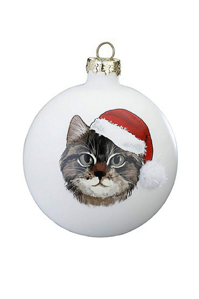 Елочный шар "Кот" 8 см|Основной цвет:Белый Не имеет пола Inge's Christmas Елочный шар "Кот" 8 см (цвет ), артикул 40605H812_1 | Фото 1