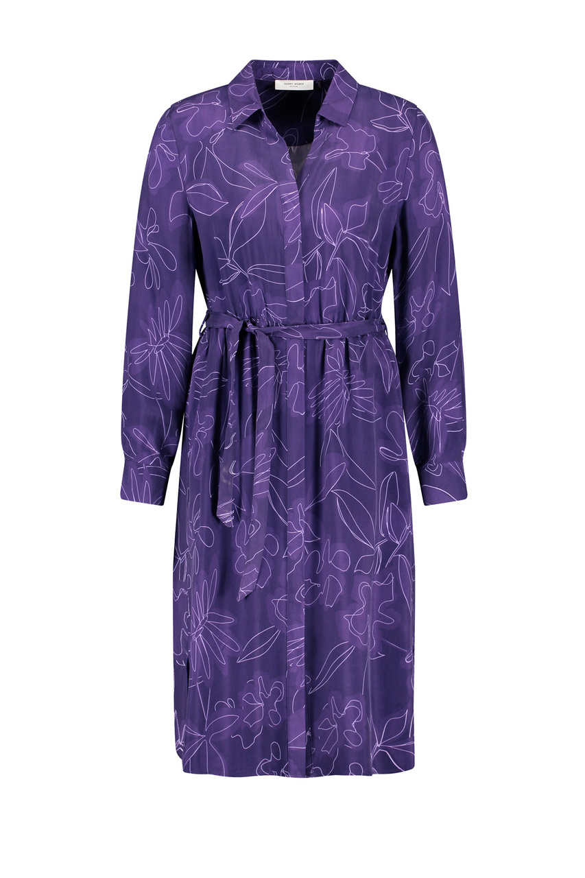 Платье-рубашка с поясом|Основной цвет:Фиолетовый|Артикул:185008-66452 | Фото 1