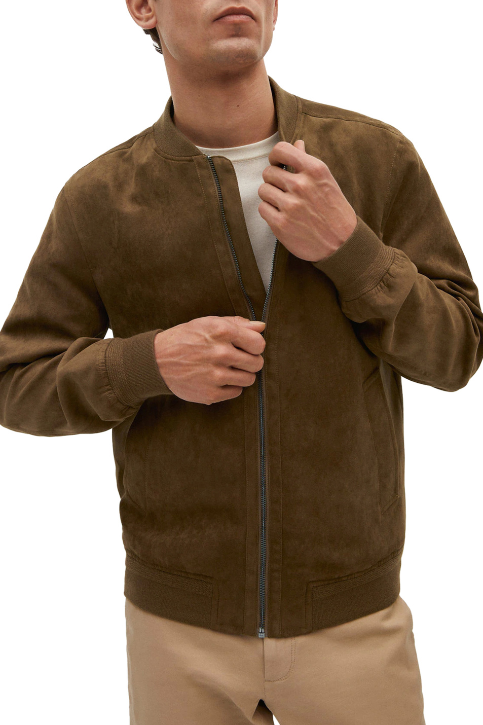 Мужской Mango Man Куртка-бомбер BERO из искусственной замши (цвет ), артикул 17020001 | Фото 3