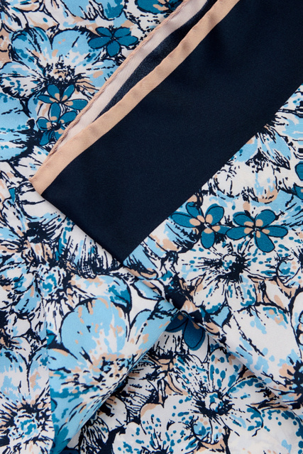 Платок из чистого шелка с принтом|Основной цвет:Голубой|Артикул:E7NVV380101 | Фото 2
