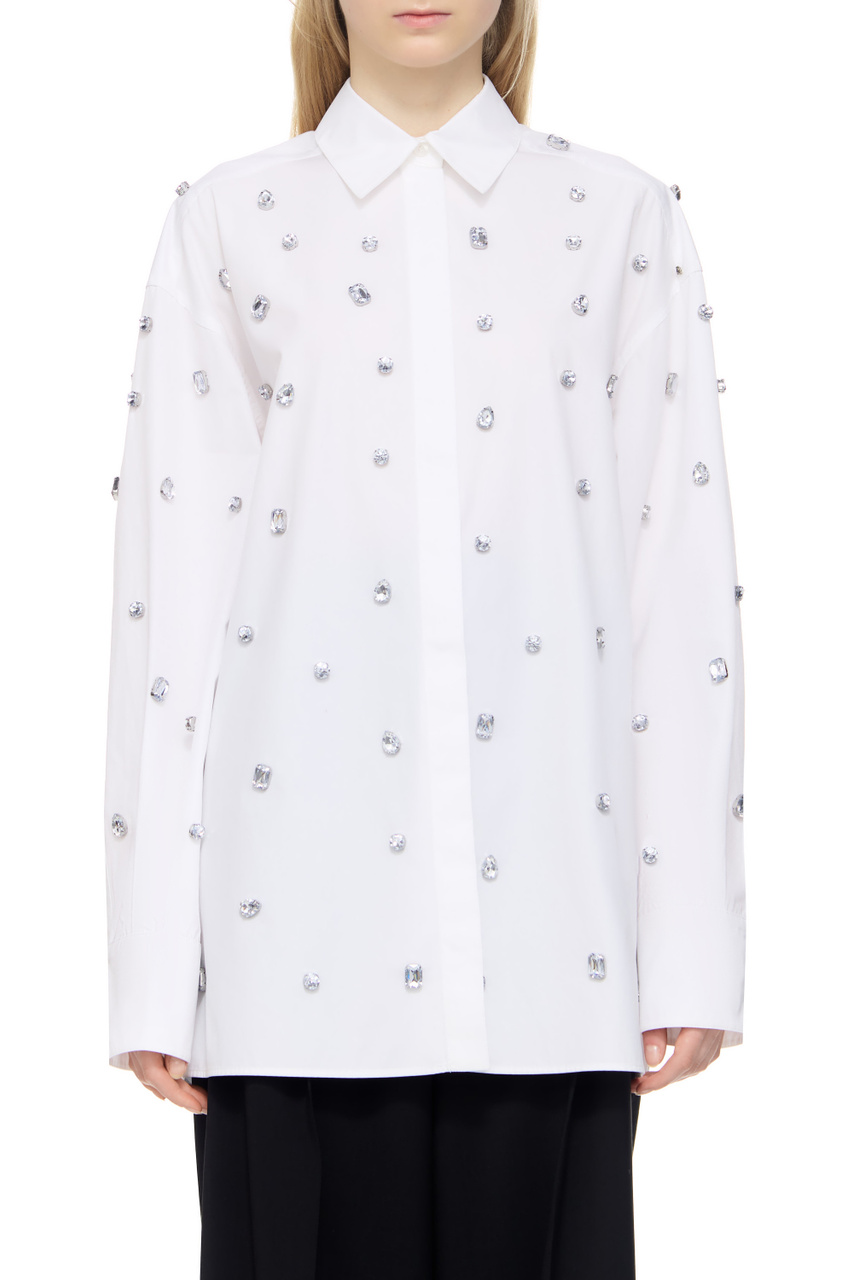Рубашка NORDICA из натурального хлопка со стразами|Основной цвет:Белый|Артикул:2321961039 | Фото 1